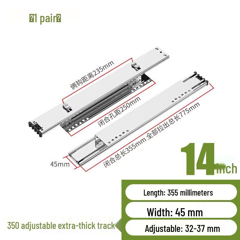 Regulowana Prowadnica Szuflady Kuchennej: Trzyczęściowa wysuwana szyna koszowa do szafek