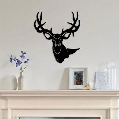 1pc 2D Deer Head Metal Wall Art - Elegant Decor for Home & Office | Stylish Living Room & Bedroom Wall Hanging Accent