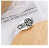 Retro Poseidon Compass Ring Silver-Plated Adjustable Hexagram Opening Jewelry Gift for Men and Women Hip-Hop Trend