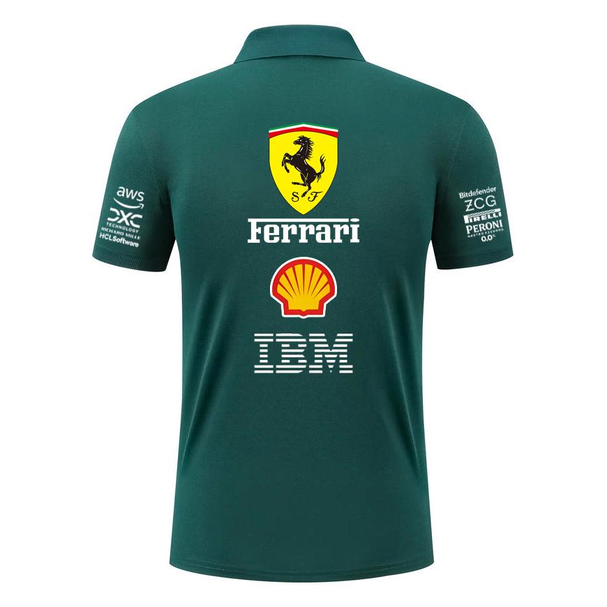 Ferrari Summer Pure Cotton F1 Racing Team Uniform T-shirt Short Sleeved Ferrari Polo Shirt Versatile Top