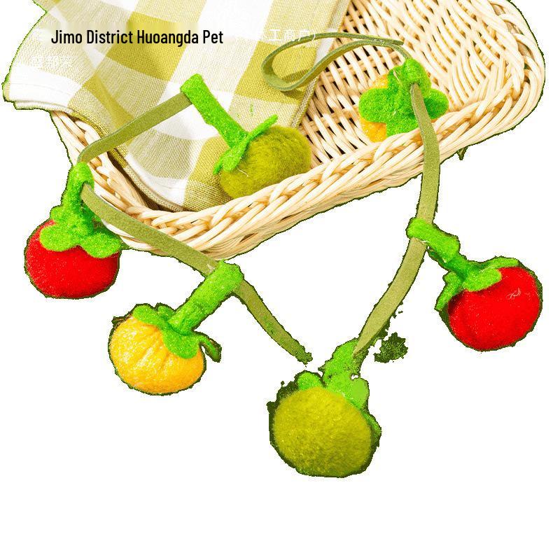 Bite-Resistant Tomato Teaser Wand with Bell - Self-Play Cat Toy for Kittens