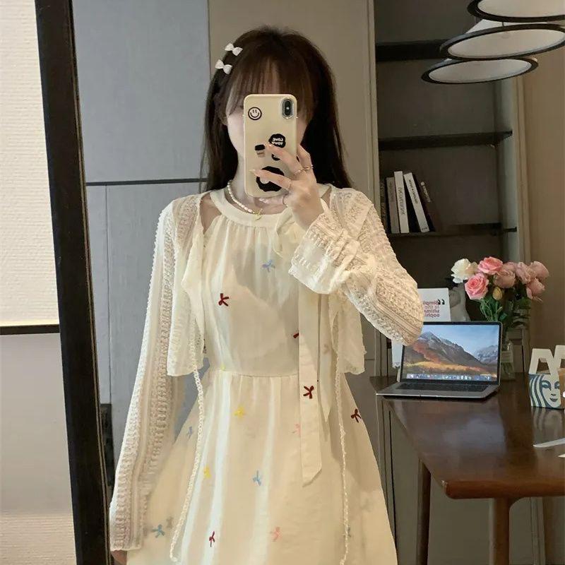 

Love Annual Slimming Set: Bow Waist Dress & Summer Sun Jacket with Sweet Long Skirt S [Recommended for under 45kg]