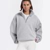 Felpa da Donna con Scollo a Polo a Manica Lunga Vestibilità Larga Streetwear Colore Unico Pullover con Mezza Zip