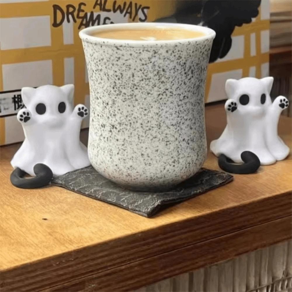 Hand-Raising Posture Ghost Cat Ornament 3D-printed Ghost Cat Figurine Office