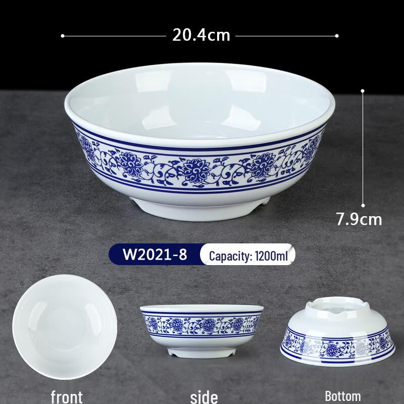 Коммерческая меламиновая миска для лапши и супа - в стиле сине-белого фарфора