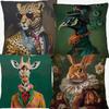 European Fashion Cowboy Leopard Royal Rabbit Giraffe Animals Portrait Poster Cushion Covers Sofa Pillowcase