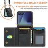 Crossbody Auto Leather Phone Case for Samsung Galaxy Z Flip 7 Flip6 5 4 3 Long Strap Metal Button Card Slot Wallet Stand Cover