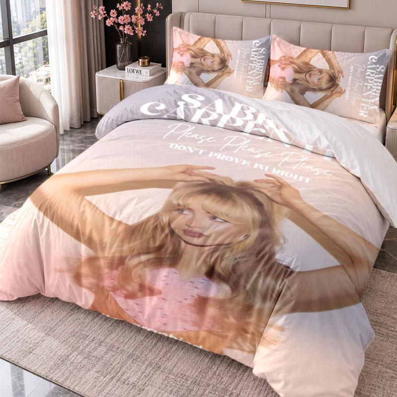 Sabrina Carpenter 3-teiliges Bettwäsche-Set Bettbezug mit zwei Kissenbezügen für Schlafzimmer Heimdekoration