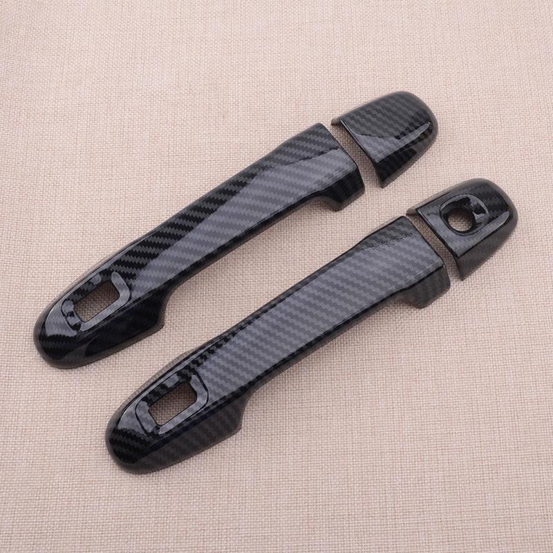 4pcs Carbon Fiber Style Front Door Handle Cover Trim With Smart Keyhole Fit For Toyota C-HR 2017-