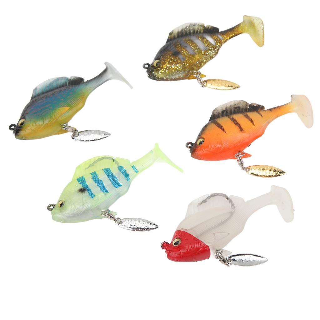 5pcs Soft Fishing Lures for Bass 18g 8cm Paddle Tail Swimbaits with Spinner Artificial Fishing Bait Lifelike Fishing Lures Kit