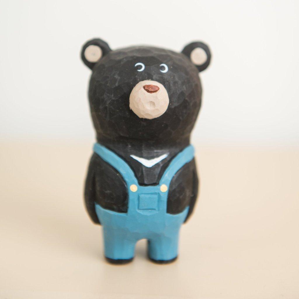

Wooden Handcrafted Bear Figurine Desk Decor With Inspirational Design For Gift Giving чёрный