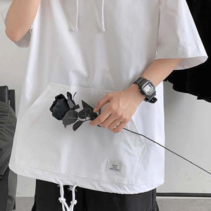 Sommer Kurzarm T-Shirt Herren Loose Trend All-Match Top Kleidung Halbarm Kapuzenpullover T-Shirt