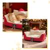 Christmas Cat Bed Fluffy Pet Sofa Bed with Removable Washable Cover Cozy Plush Cat Sofa for Winter Holiday Indoor Cats Rest Play