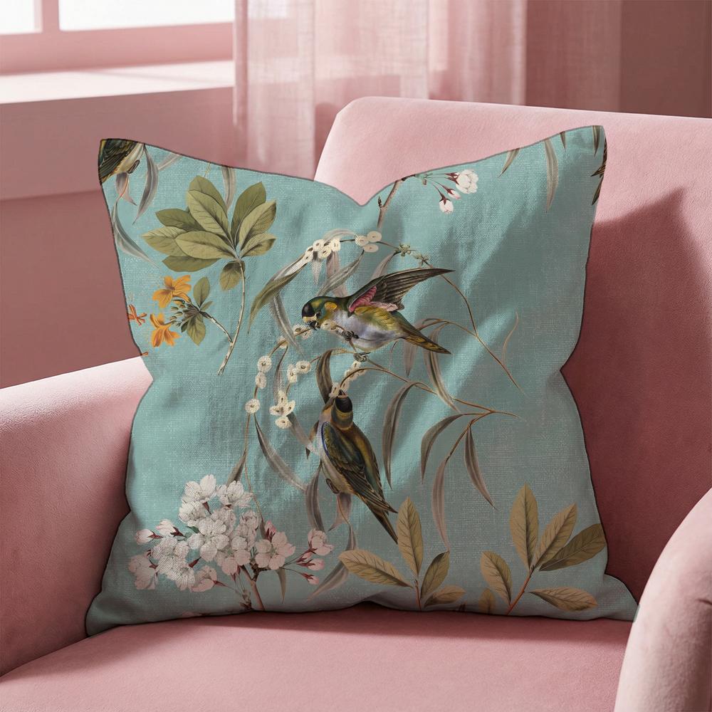 Lovely Bird Pattern Cushion Cover Multi-Scene Pillow Cover for Home & Car - Reversible, Soft & Durable for Daily Use