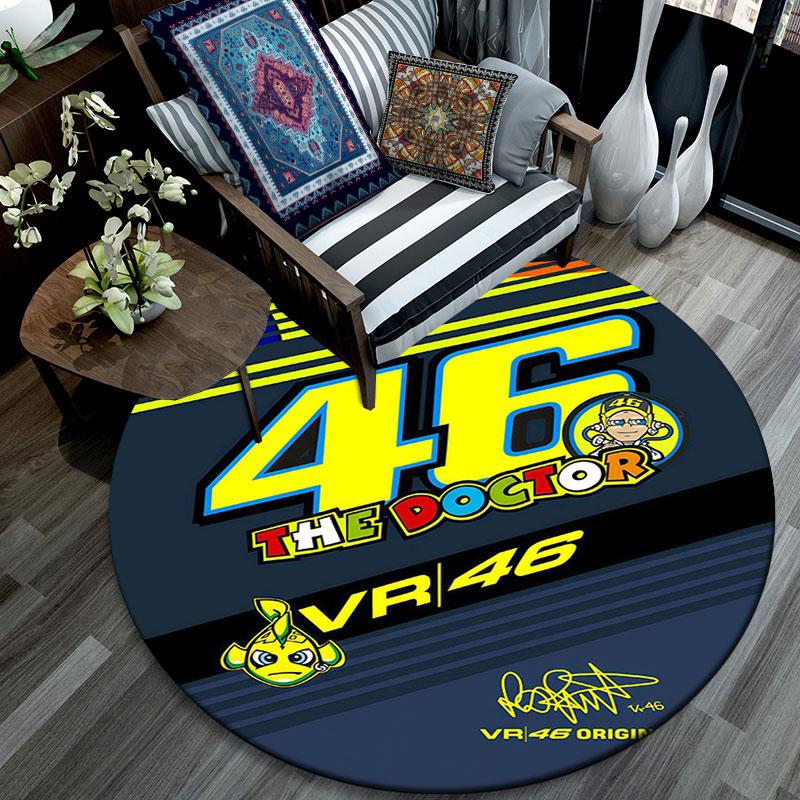 VR46 pattern round rug,Carpet Rug for Living Room Bedroom Playroom ,Non-slip Floor Mat,Holiday Gifts and Birthday Gifts.