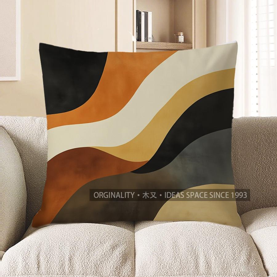

Home Decor Stylish Wavy Stripes Geometric Throw Pillow Pattern Cushion Cover Suitable for Sofa Bedroom Car Pillow Cover 40x40cm