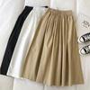 2025 Summer Women's High-Waisted A-Line Skirt: Japanese-Korean Style In Plain Khaki