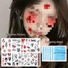 Halloween Makeup: Horror Scars, Fake Teeth, Little Tiger Teeth, and Blush Tattoo Stickers for Party Decoration