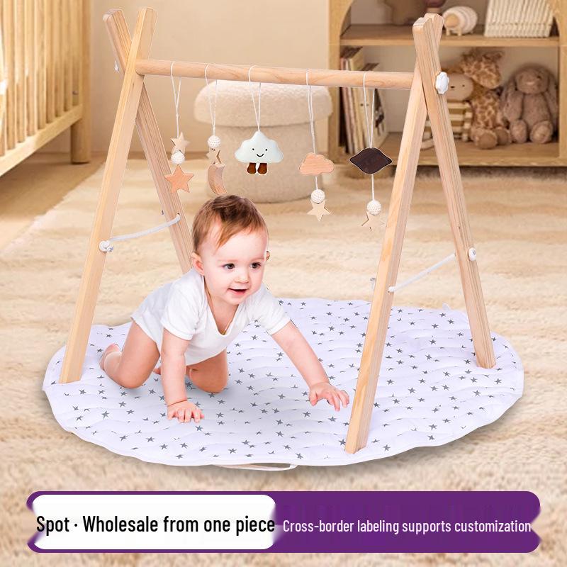 Nordic Wooden Baby Fitness Toy with Bells and Hanging Ornaments