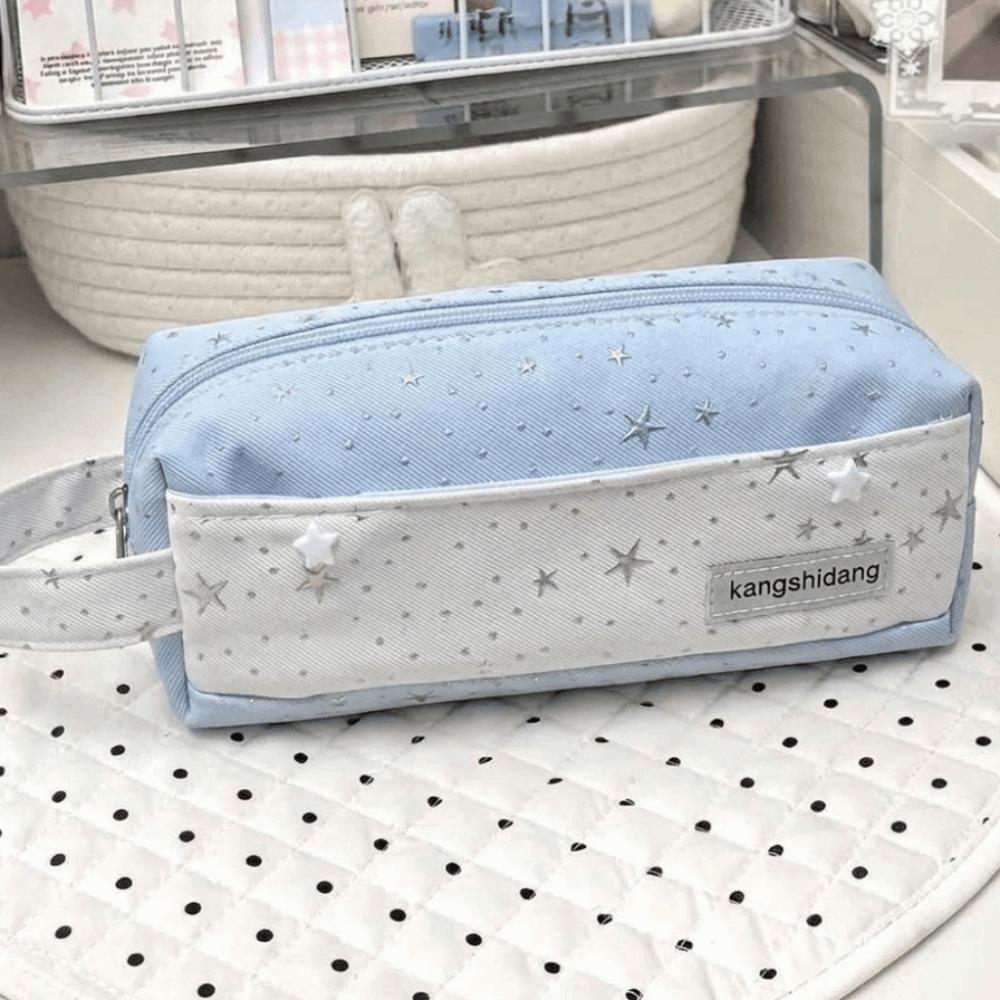 Star Print Stationery Storage Bag Canvas Pen Purse Y2K Polka Dot Pencil Bag  For Teenagers