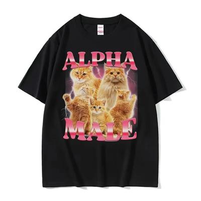 T-shirts Meme Drôle Chat Mâle Alpha Chaton Vêtements Homme Femme Mode Mignon T-shirt Mâle Coton Décontracté Manches Courtes T-shirt Hauts