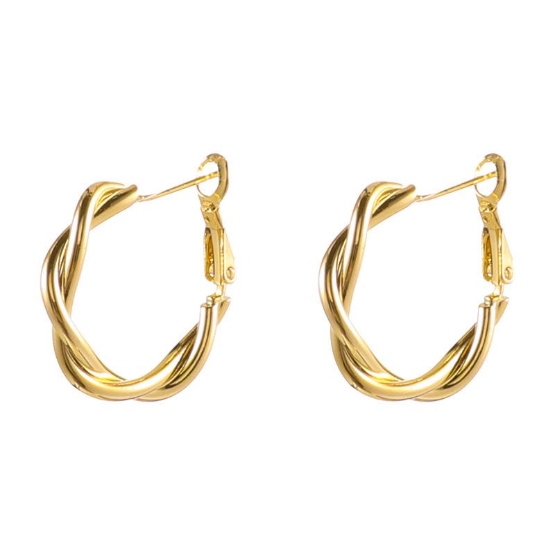 2024 Trendy Metal Geometric Twist Hoop Earrings: European and American Niche Design for Women