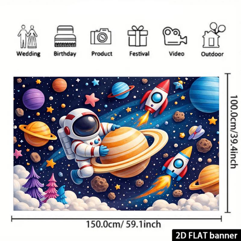 2D Flat Banner - Space Theme Background Banner Suitable for Birthday Parties Photography Scenes and Classroom Decorations
