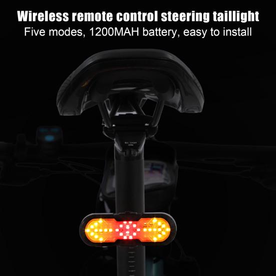 Bicycle Tail Light Waterproof Remote Control Turn Signal Light Type-C Rechargeable MTB Road Mountain Bike Rear Night Riding Bike Safety Warning Lamp