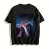 Cool Dark Style Silver Pupil Character Print Casual Top Trendy Anime Style Unisex T-Shirt Pure Cotton T-shirt