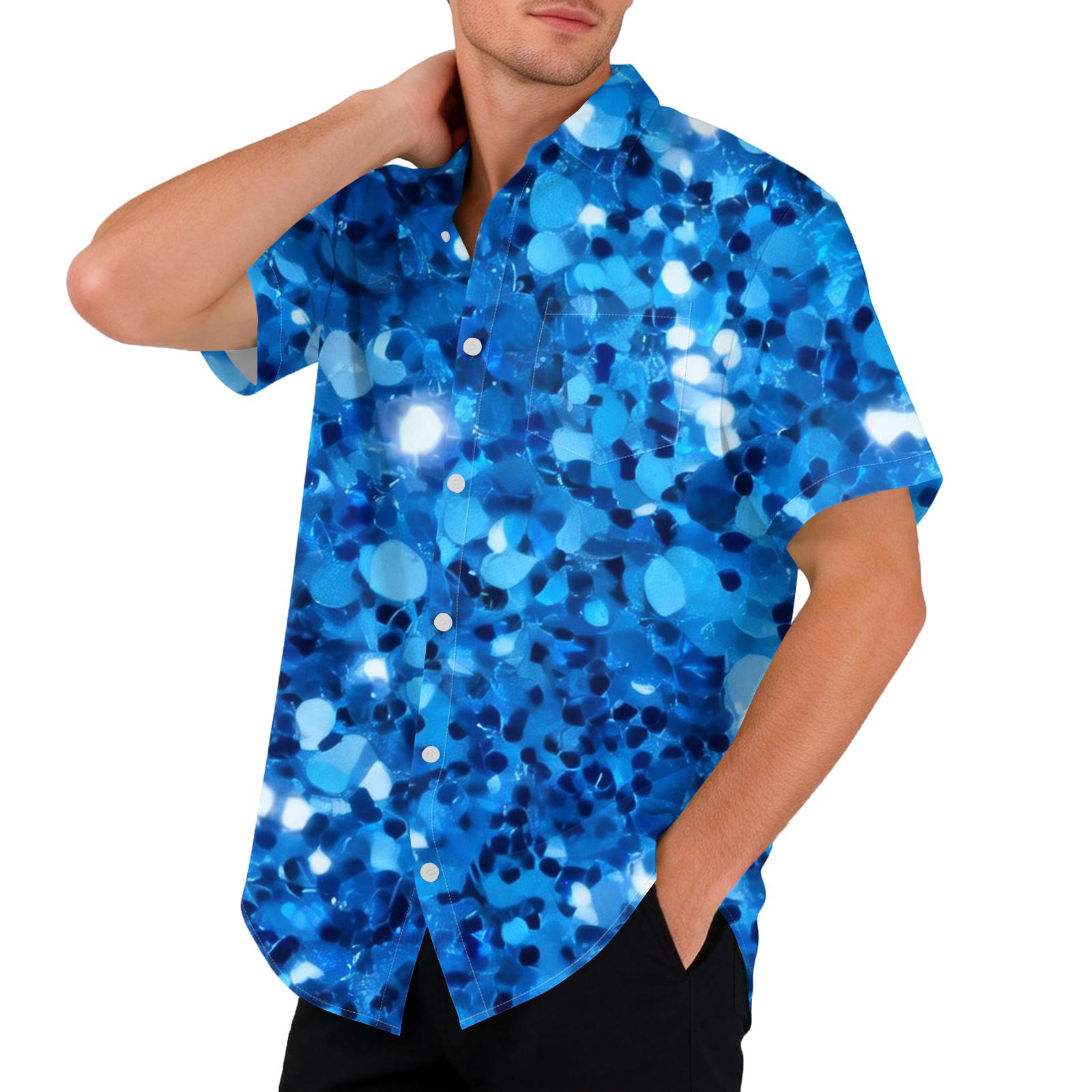 

Гавайский принт - мужская повседневная рубашка с коротким рукавом XXL