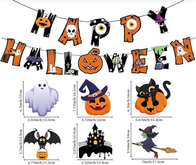 Halloween Garland Pumpkins Bats Happy Halloween Party Decoration