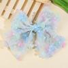 Clips de Păr Trendy cu Flori și Fundă, Agrafe Elegante din Plasă Degrade, Clame Florale Dulci Lucrate Manual pentru Femei și Fete, Accesorii pentru Păr