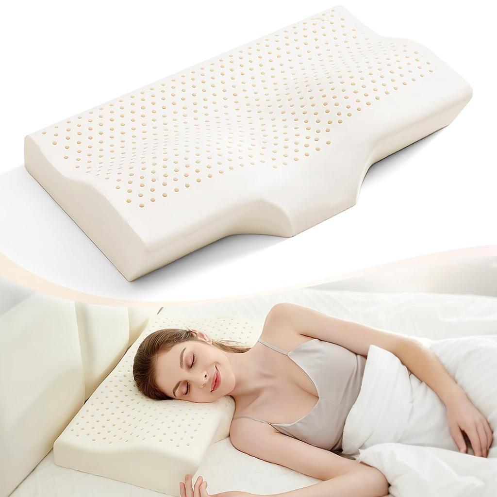 Thai Naturlig Lateks Ergonomisk Effektivt Lindrer Egnet for Ulike Sovestillinger Myk 100% Pute, Design, Tretthet, Posisjoner, Sunn, Antibakteriell,