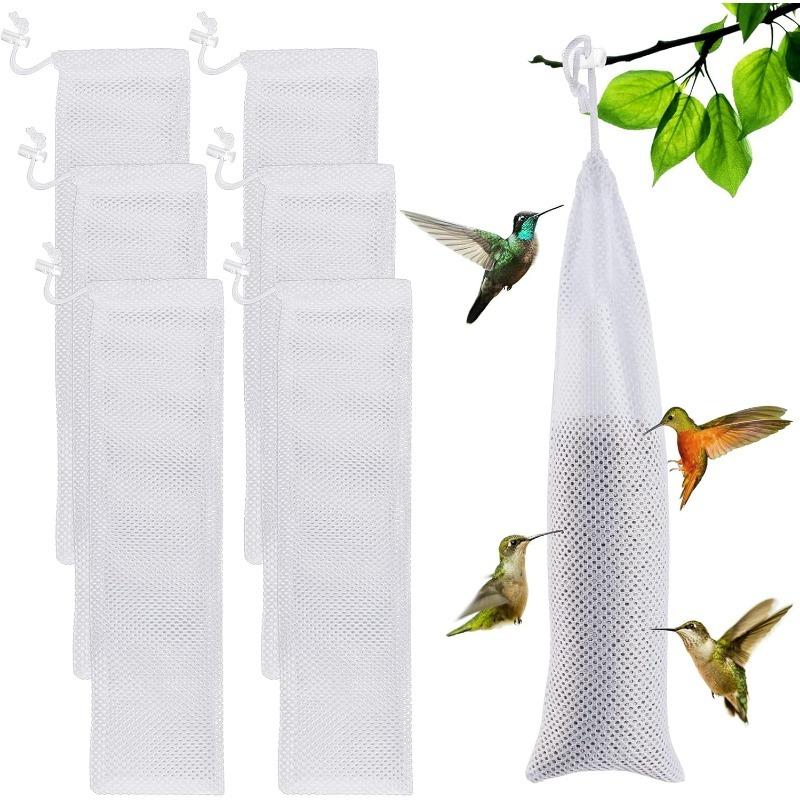 6Pcs Finch Sock Feeder for Outdoor-Durable Thistle Seed Feeder Sacks with Grade Funnels, Bird Food Supply Tools for Garden Yard Wild Finch Feeding 6-Pack