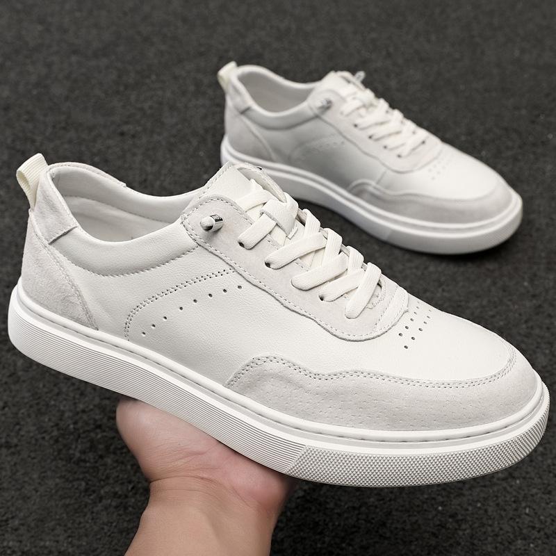 Little white shoes men's 2025 autumn new retro board shoes men's casual sports trend color matching lace-up men's leather shoes