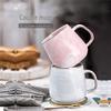 Marble Couple Ceramic Mug Set with Lids & Spoons - Creative Drinkware for Coffee & Tea