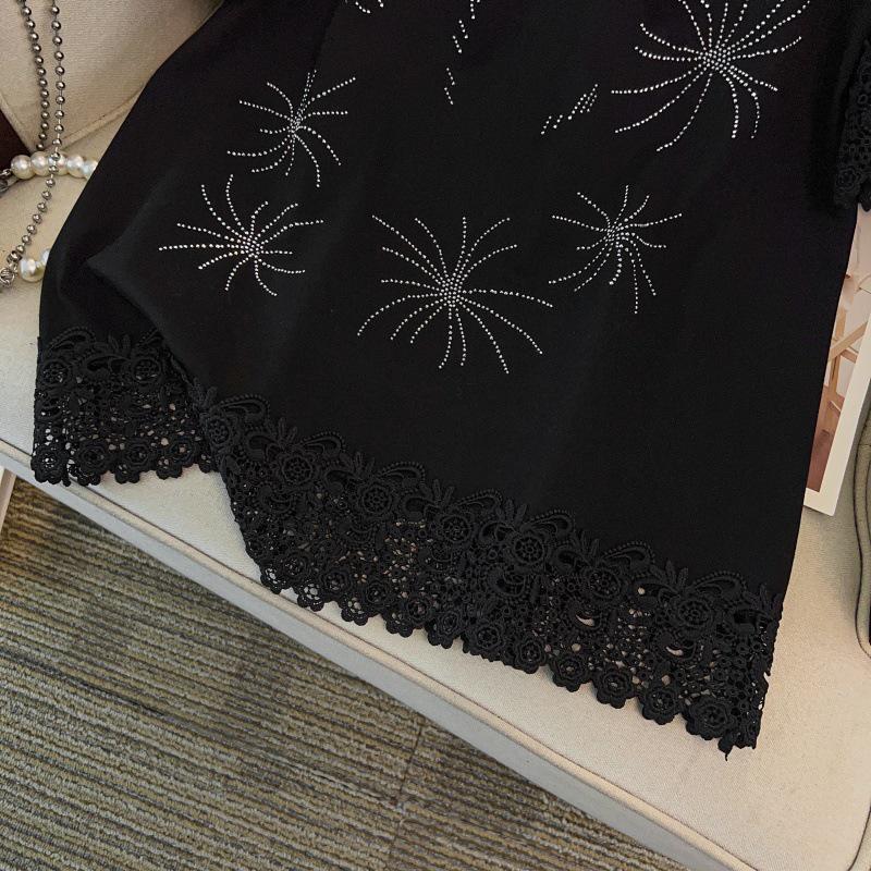 Plus Size Women's Loose Round Neck Mid-Length Short Sleeve T-shirt, Sizes 200/300/350 Jin, Bust 150/160.