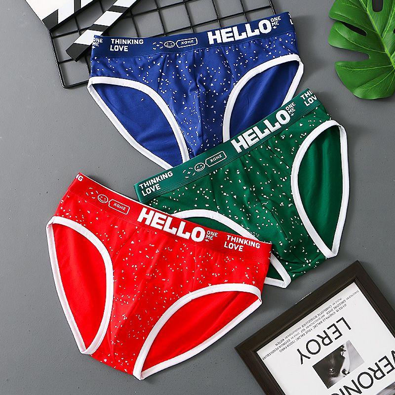 Men's Triangle Underwear for High School Student Pure Cotton Underwear for Young Student Loose and Comfortable