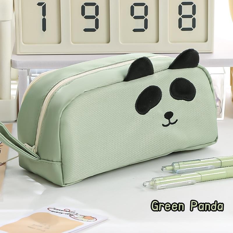 

Cute Embroidered Paw Print Pencil Case Pen Bag Cartoon Capybara Panda Large Capacity with Handle Soft Fabric Organizer