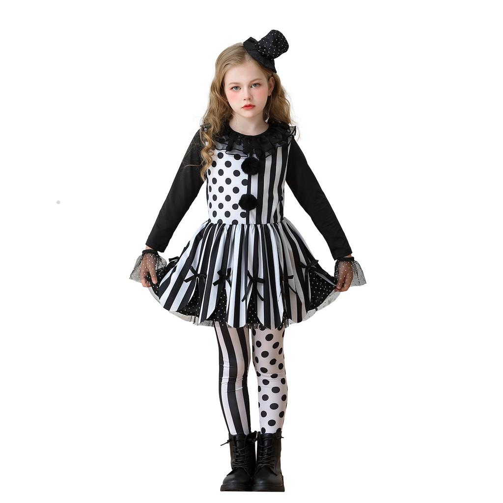 Costumi per bambini di Halloween costume da clown festa circense vestito da mago vestito per bambine spettacolo di carnevale