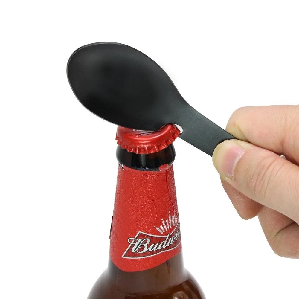 Multifunctional Spoon Fork Bottle Opener Portable Tool Camping Cookware Multifunctional Can Creative Portable Bottle Opener