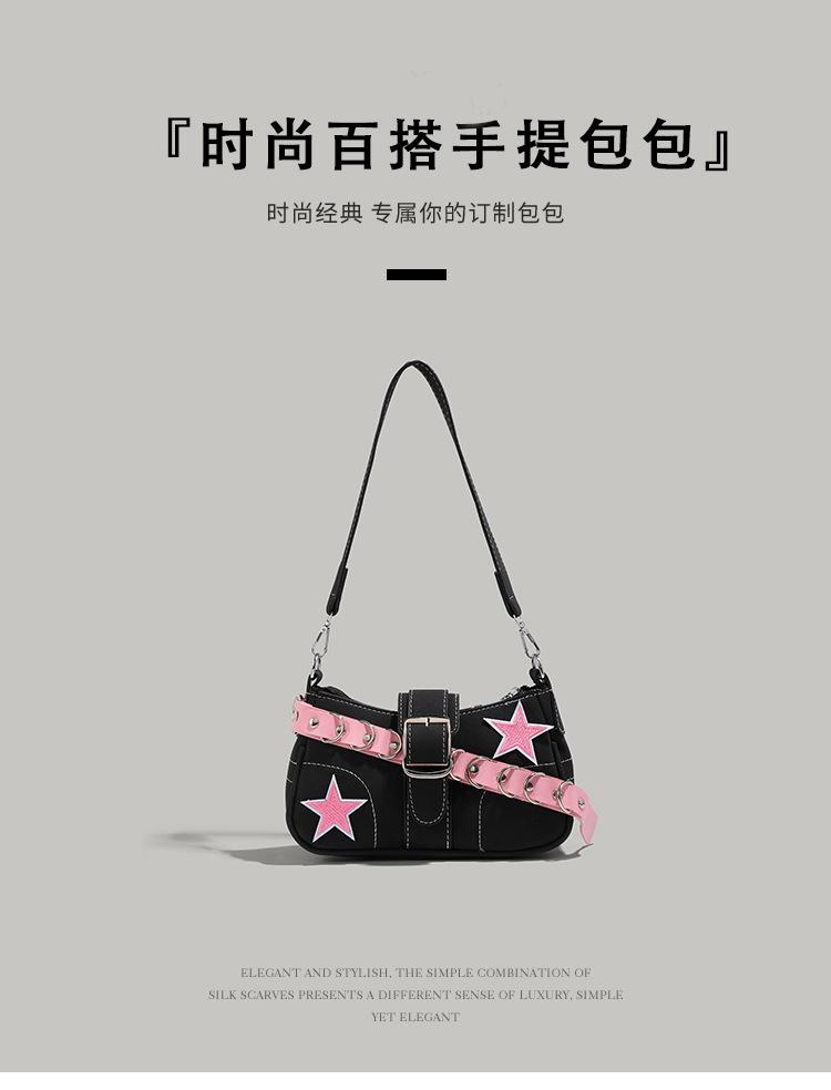 Internet Celebrity Fashion Small Bag Female Niche Design Shoulder Baguette Bag Female Y2k Sweet Cool Babes Senior Feeling Armpit Bag