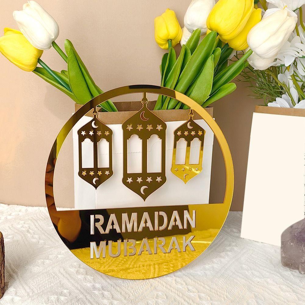 

Gold Moon Star Lantern Acrylic Ramadan Decoration Creative Eid Mubarak Pendants DIY