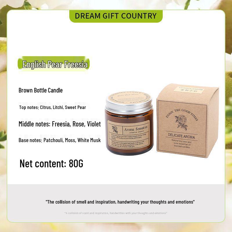 Brown Glass Bottle Scented Candle - Creative Retro Souvenir, Smokeless, High-End Romantic Fragrance with Essential Oils