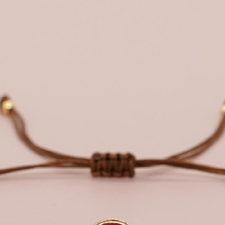 Bohemian Evil Eyes Glass Bead Bracelet Gold Accented Adjustable Cord Wristchain Jewelry For Everyday Wear