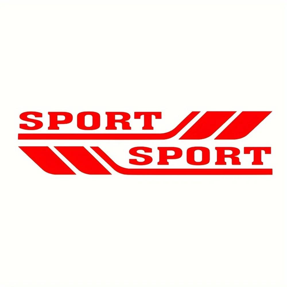 2 SZT./ZESTAW Dekoracja Samochodu Naklejka „SPORT” - Czarny Wzór z Paskami, Opcje 20cm/40cm do Poprawy Wyglądu Samochodu