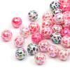 10 pz/borsa 15mm Colore Misto Placcato Stampato Acrilico Rotondo Perline Cuore Bulk Branelli Allentati Del Distanziatore Per La Produzione di Gioielli
