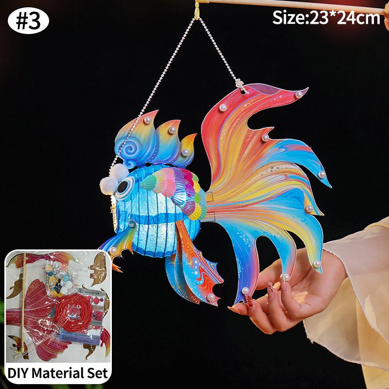 Autumn Festival Fish Lanterns DIY Chinese Paper Lantern Handmade Hanging Fish Lanterns Mid-autumn Party Celebration Decorations