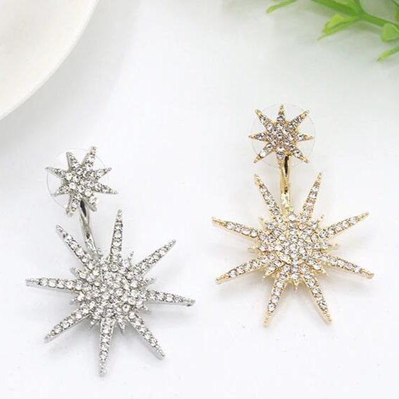 Stylish Korean Style Star Earrings Sparkling Silver Plated Studs For Women