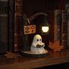 Supporto Decorativo per Ramo Fantasma Halloween Luce Notturna da Appendere Statuetta in Resina, Ornamento Luminoso da Tavolo Stile Rustico Vintage, Decorazione Calda Ambrata per